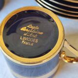Limoges porcelain coffee service - Egle - Oven blue and gold -