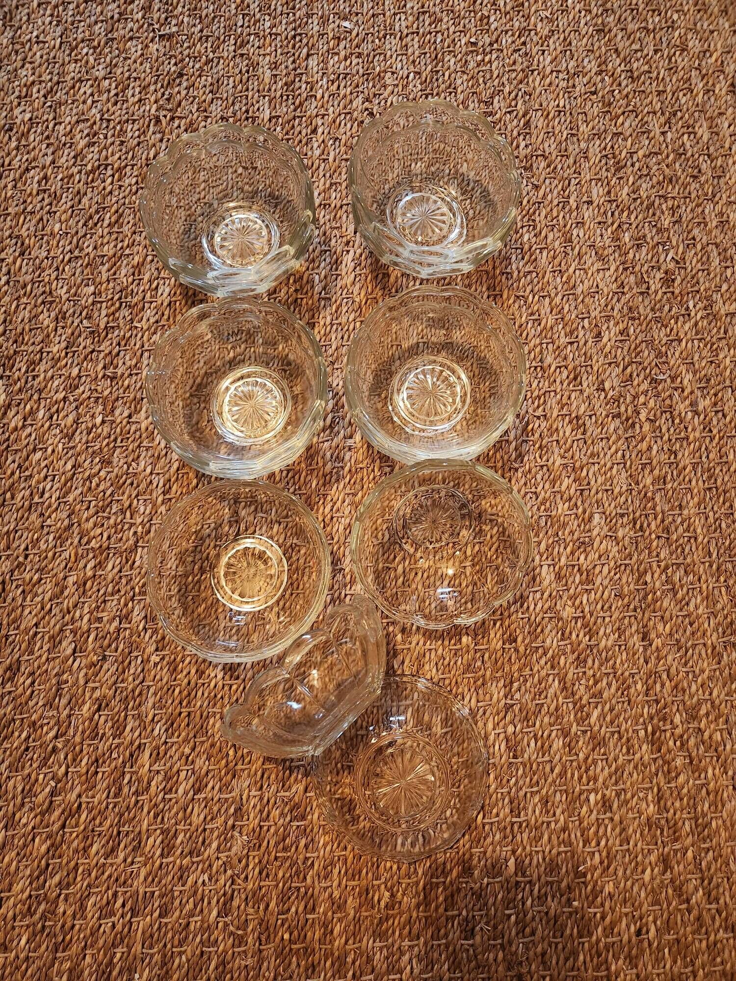 Set of 12 vintage scalloped glass dessert bowls.