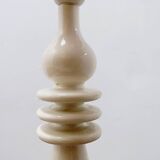 Vintage ceramic table lamp in sand color with a new rope lampshade