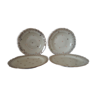 Assiettes plates et creuses dorées