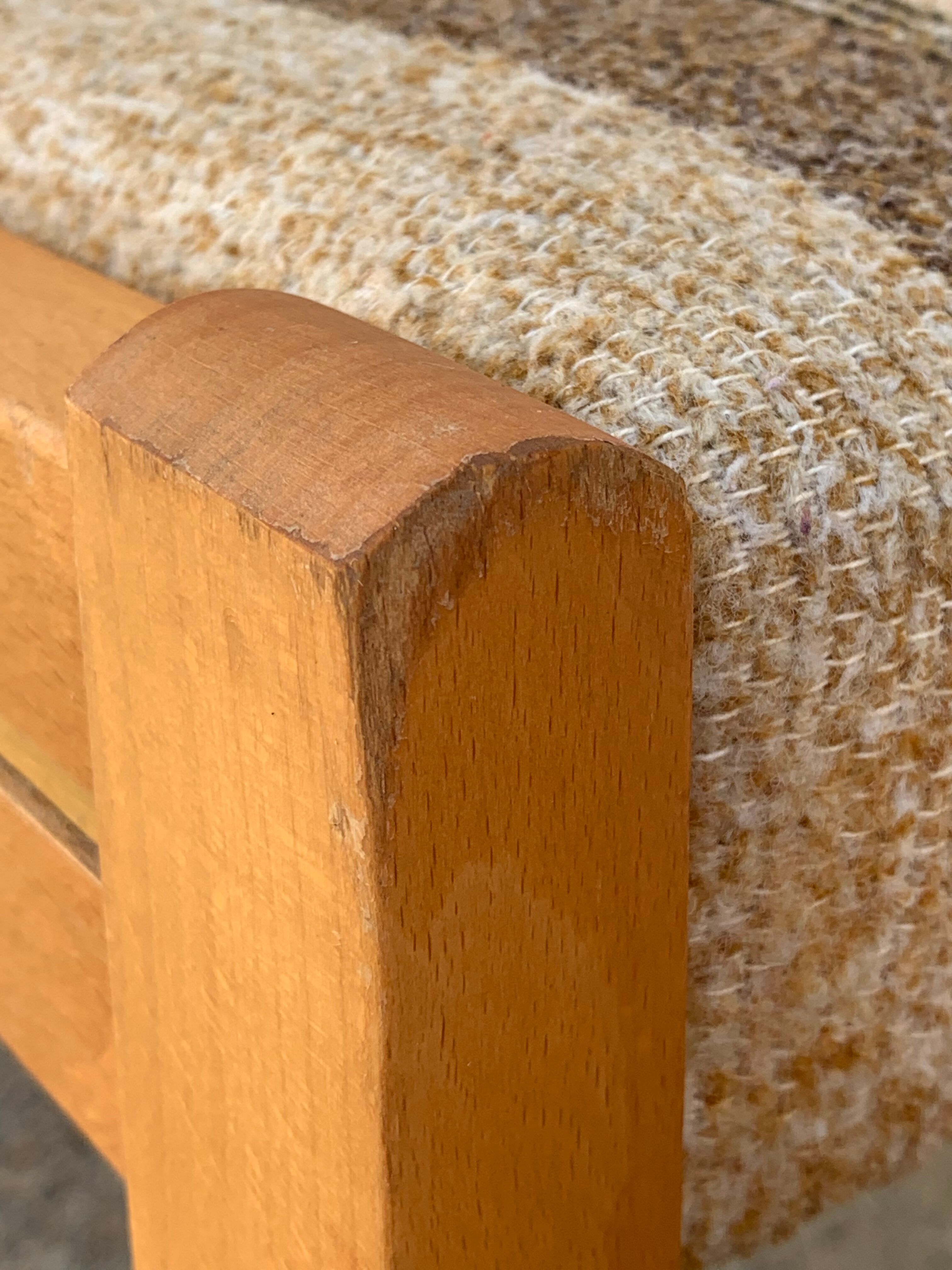 Suite of 4 chairs self beech brass and wool 1960