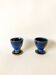 duo de coquetiers en grès / céramique bleue années 70