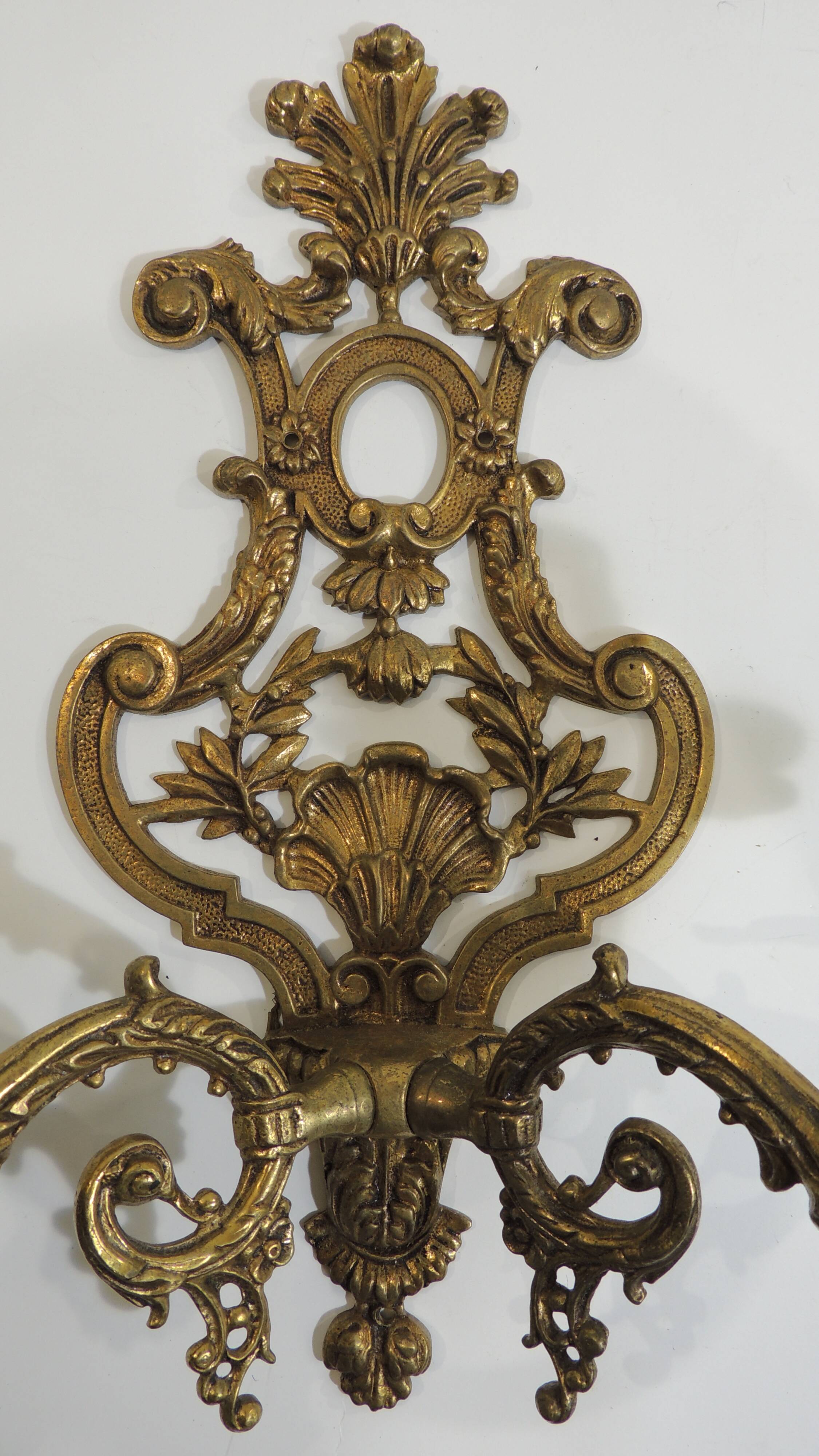 Antique gilt bronze wall light with two globes – Rococo style,