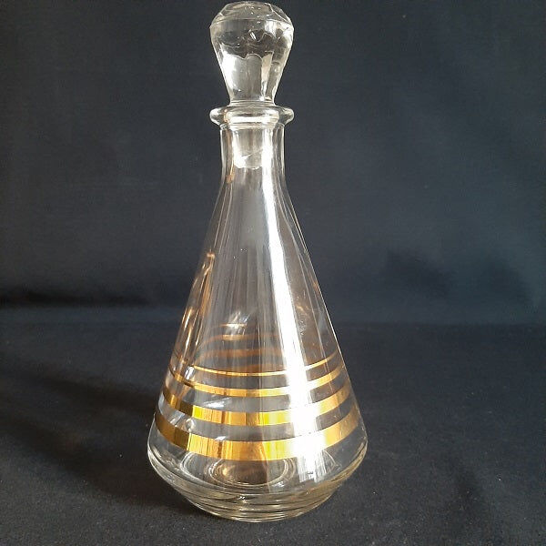 Gold striped glass decanter