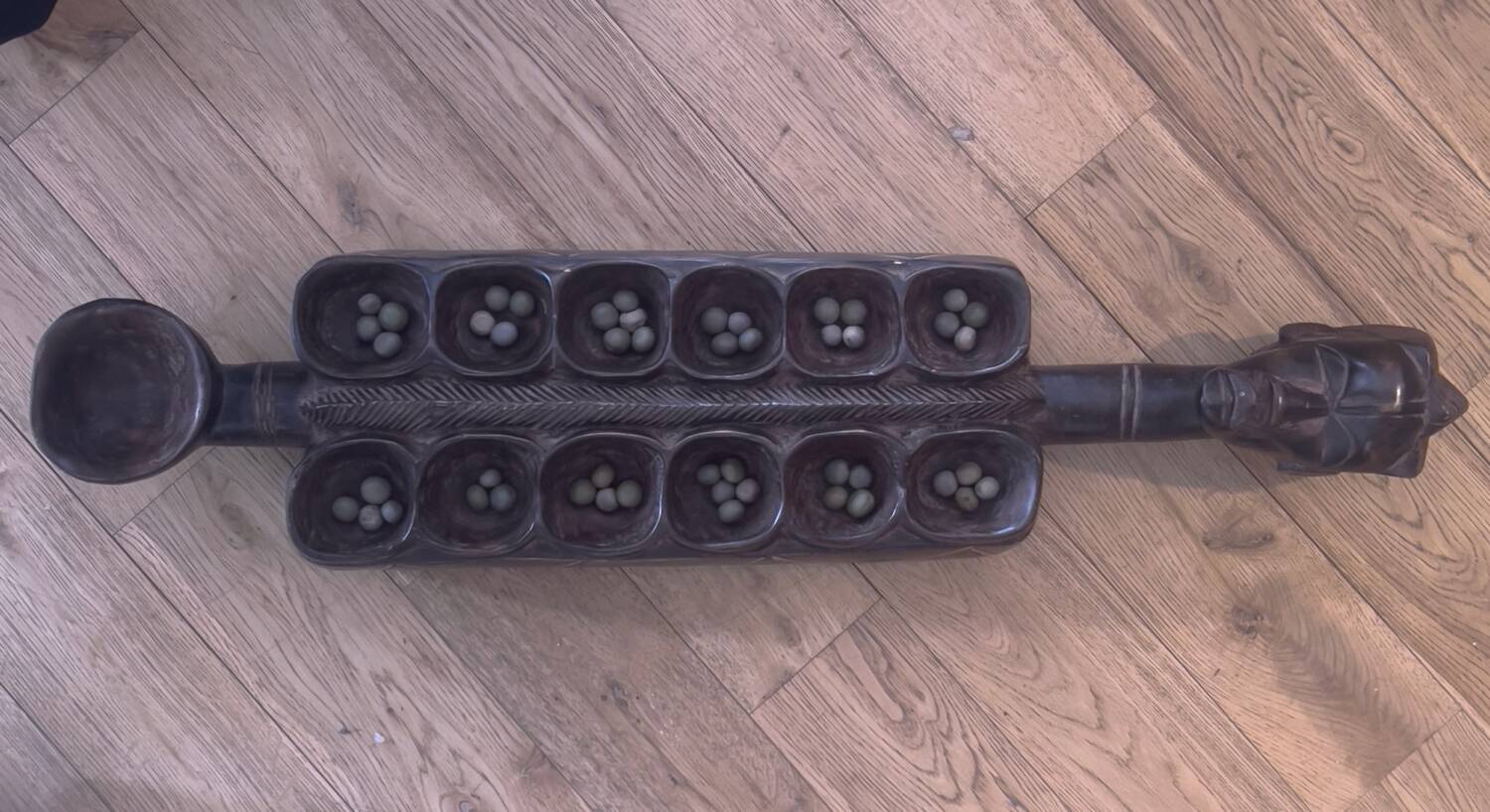 Large wooden Awale Baoule game (Burkina Faso)