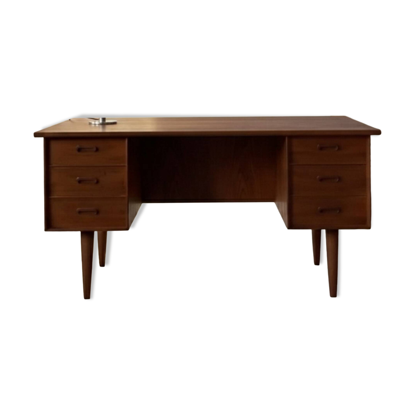 Vintage double-sided Danish teak desk