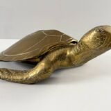 Hollywood Regency, brass turtle sculpture/box, France, 1970s