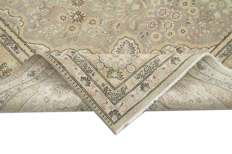 Hand-knotted persian vintage 1970s 258 cm x 365 cm beige wool carpet