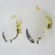 Pair of shell wall lights in glass and gold-plated metal. 1980s
