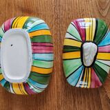 Vintage Ceramic Bonbonnière with Colourful Stripes - Jewellery Box