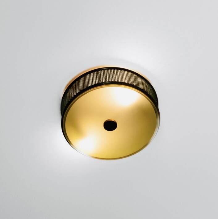Lunel ceiling light / Porthole / Brass, perforated metal and glass
