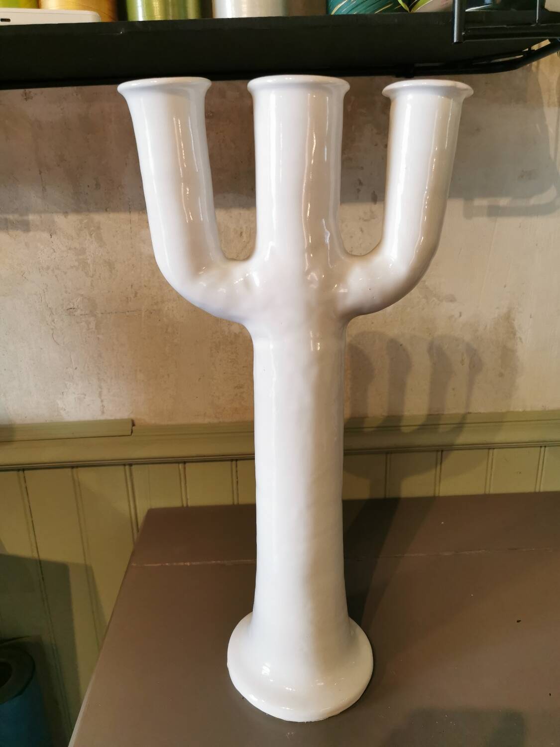 Large white ceramic candlestick Morocco
