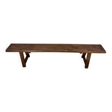 Solid elm bench, 190 cm long, from the 1950s.