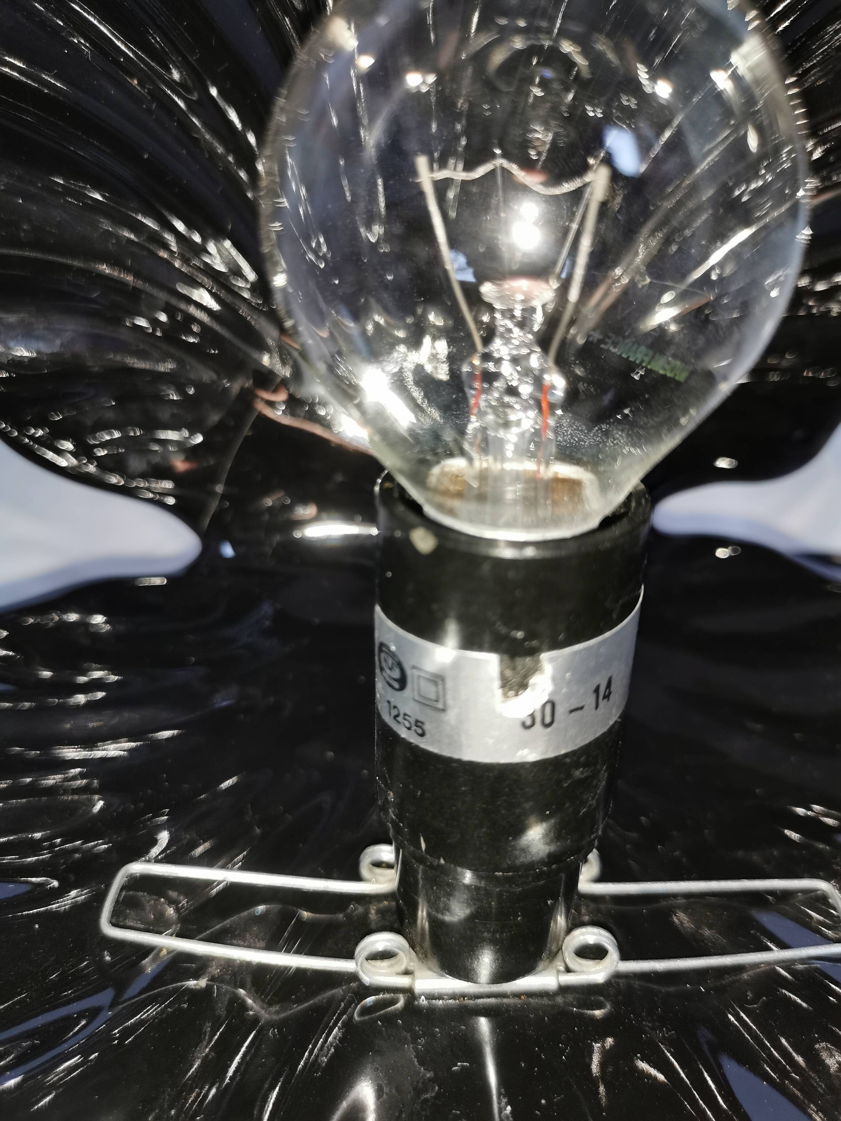 Ceramic shell lamp with opaline pearl, Saint-Jacques, France, 1980