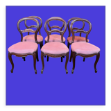 Suite of 6 Louis Philippe pink velvet chairs