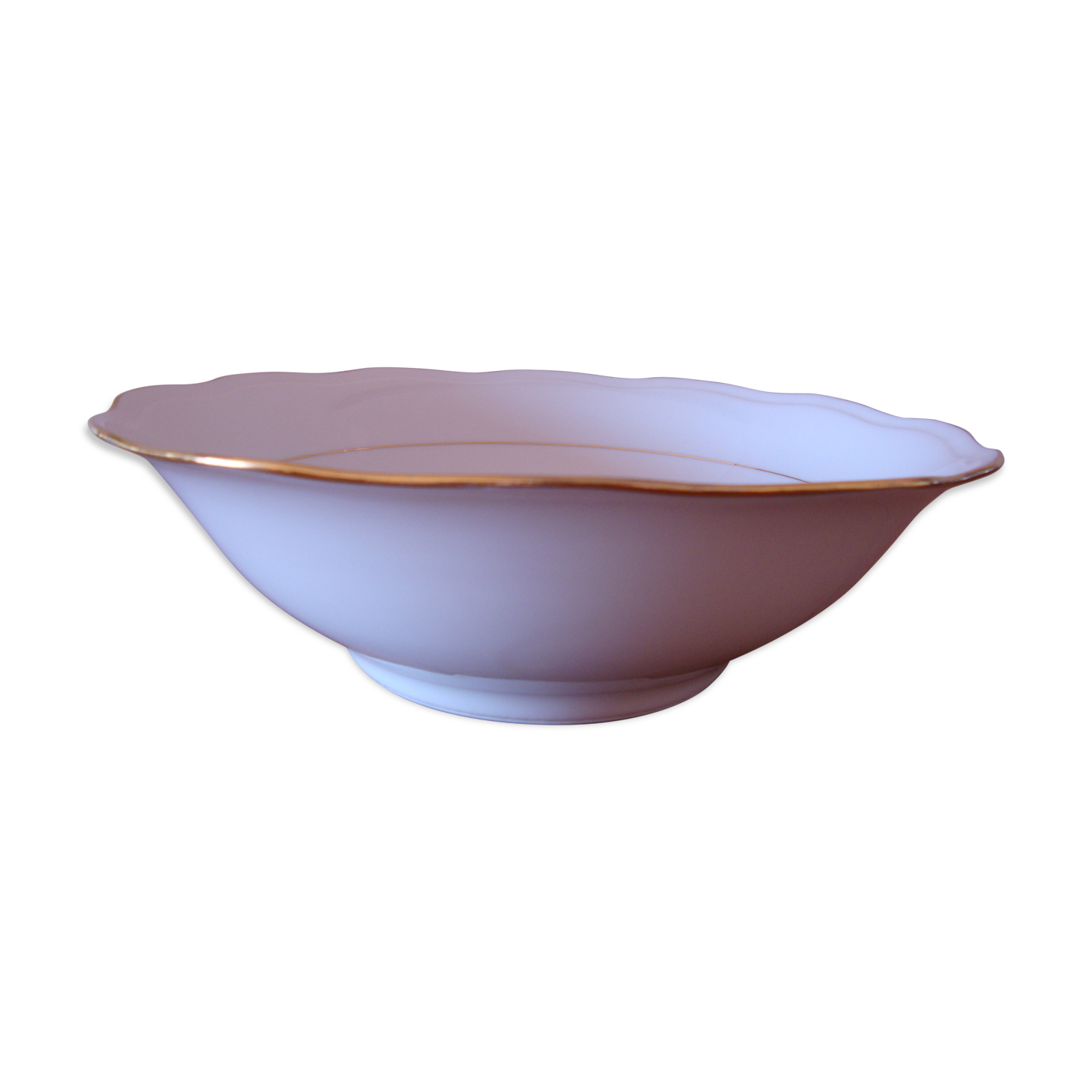 Fine white porcelain salad bowl A. Deshoulières