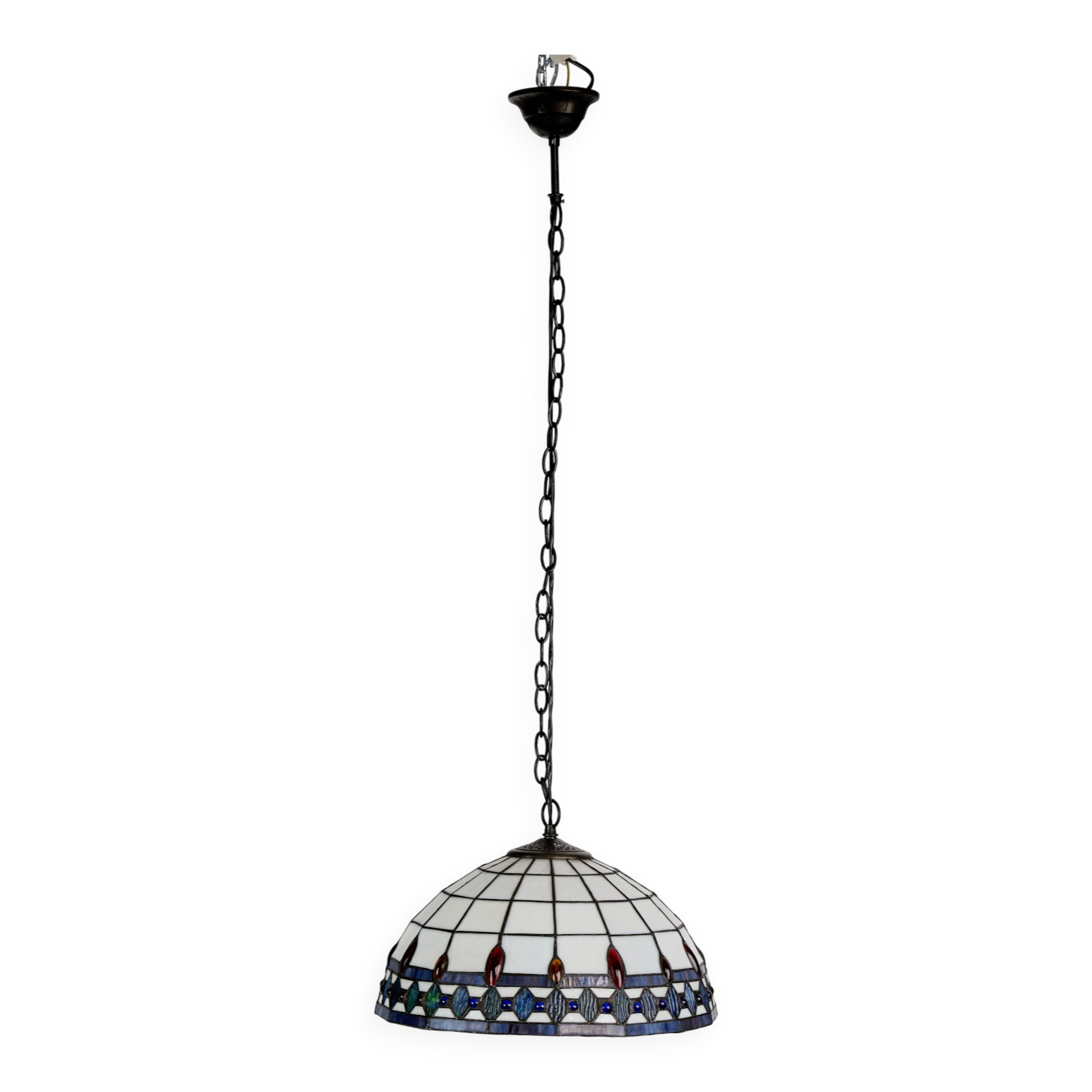 Lampe suspendue en verre teinté de style Tiffany