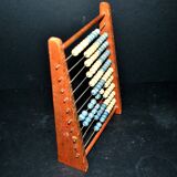 Vintage wooden school abacus - counting board unit tens in pearl school 1960-70