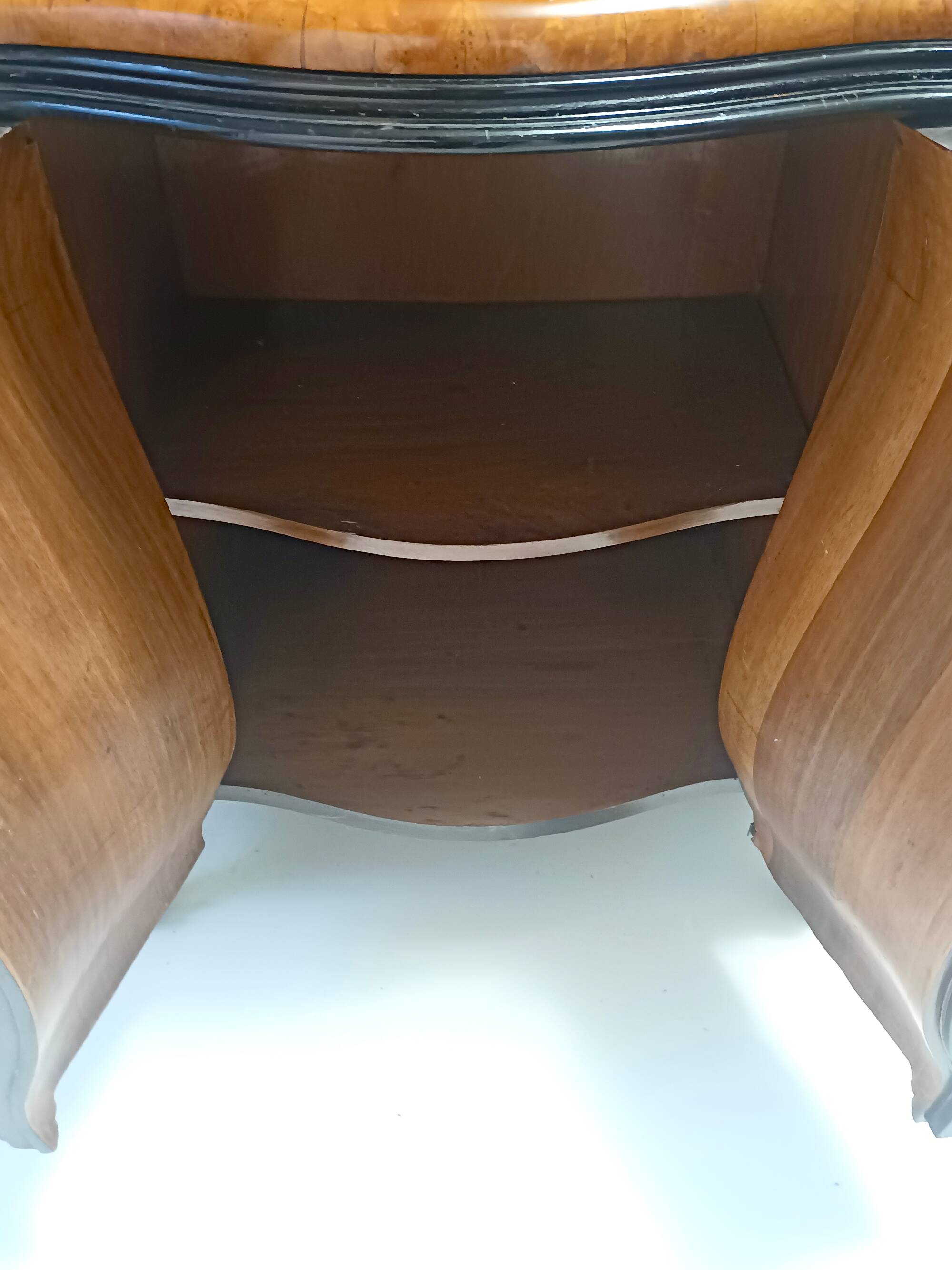 Ebonized Beech and Walnut-Root Cabinet with a Glass Top, Brianza, Italy