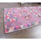 1970s Turkish Handmade Geometric Pink Wool Runner Rug 80x387
