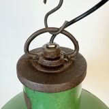 Grande Lampe à Suspension Industrielle en Émail Vert de Revo, 1940s