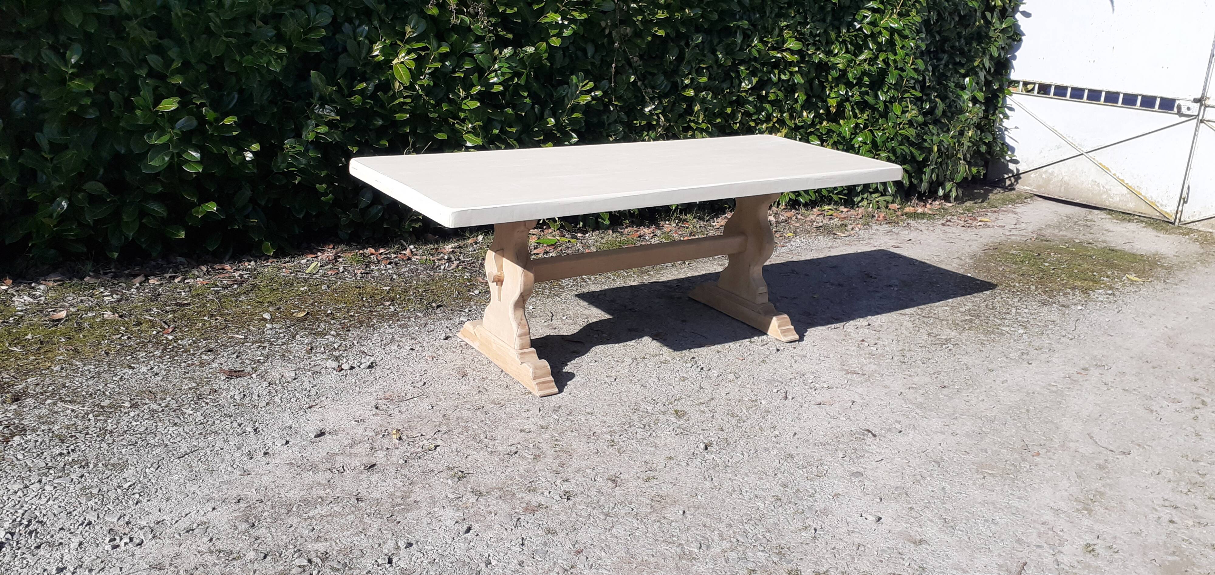 Table monastère chêne bois brut blanc