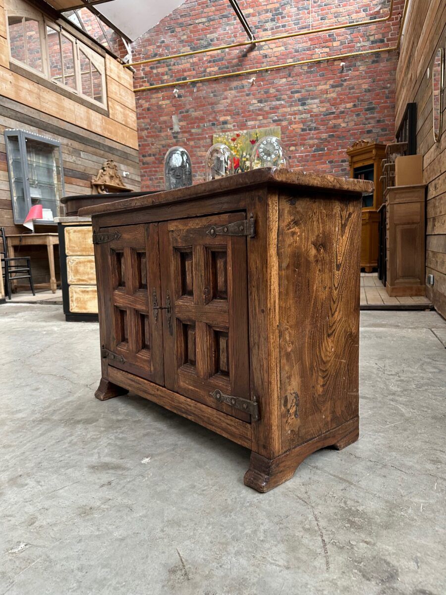 Brutalist furniture with 2 doors in elm.