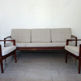 Bench and 2 Scandinavian armchairs 60s