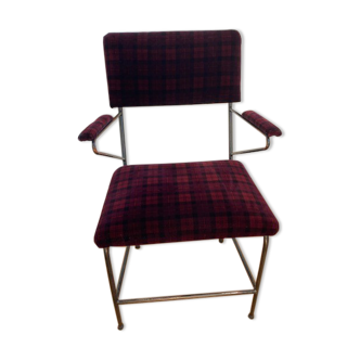 Industrial armchair cast iron and vintage velvet 60