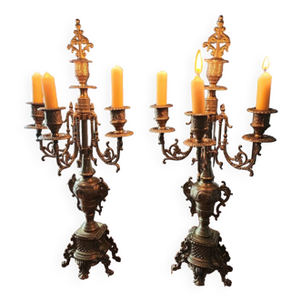 Paire de chandeliers laiton