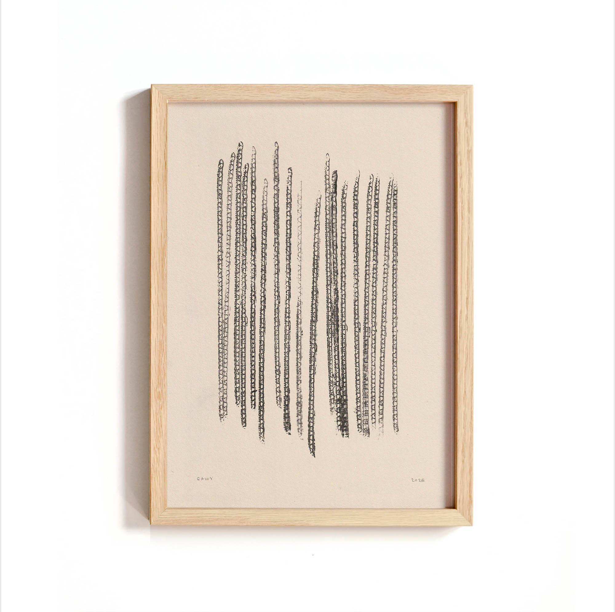 Collection of 5 black paintings on paper signed Eawy.