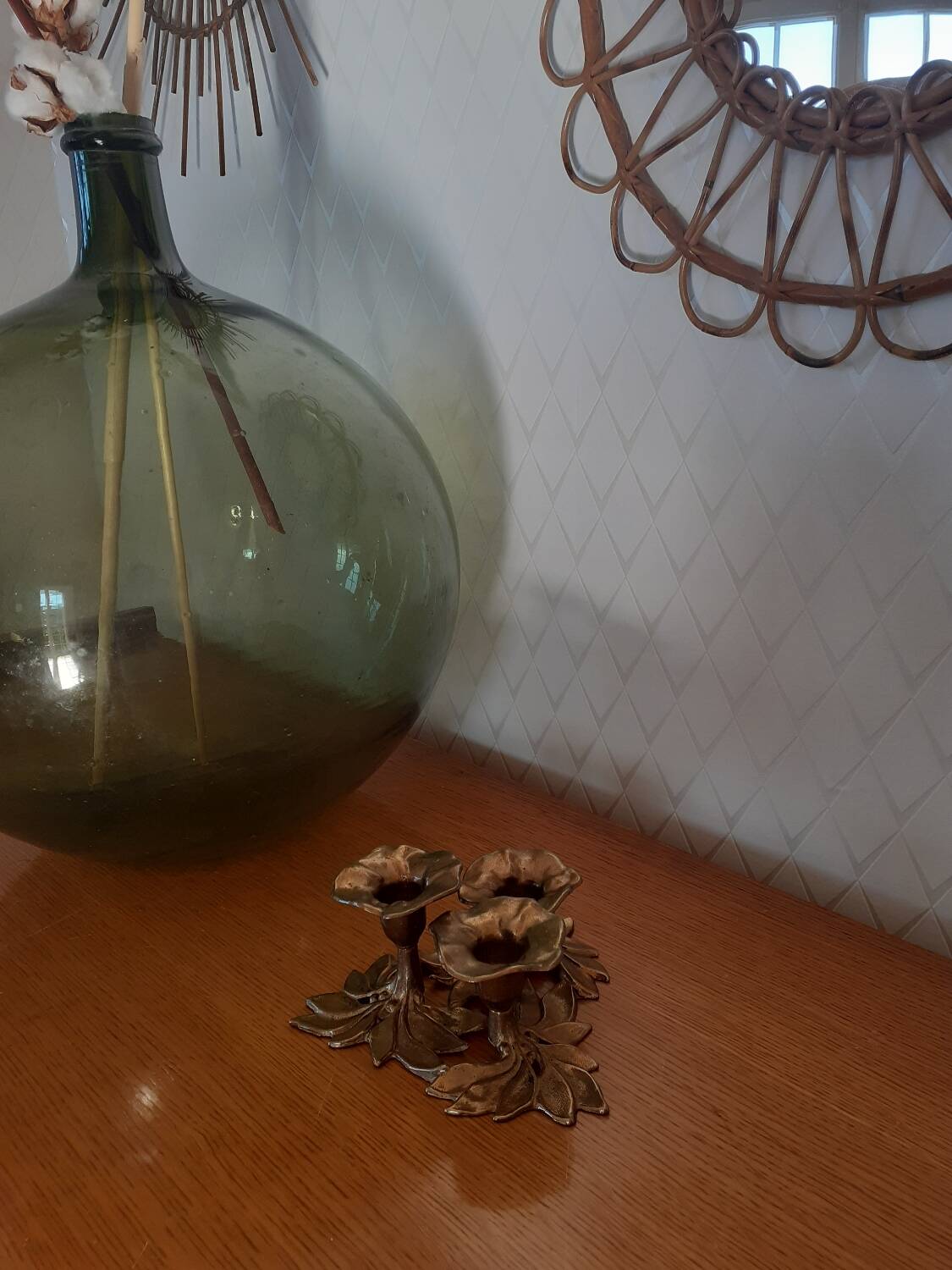 Brass flower candle holder