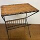 End table/ Magazine rack side table in wicker and iron, 1950s