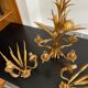 Chandelier and 2 sconces of vintage wheat gold leaf