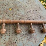 Coat rack in carved and varnished wood, imitation bamboo, 4 hooks