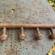Coat rack in carved and varnished wood, imitation bamboo, 4 hooks