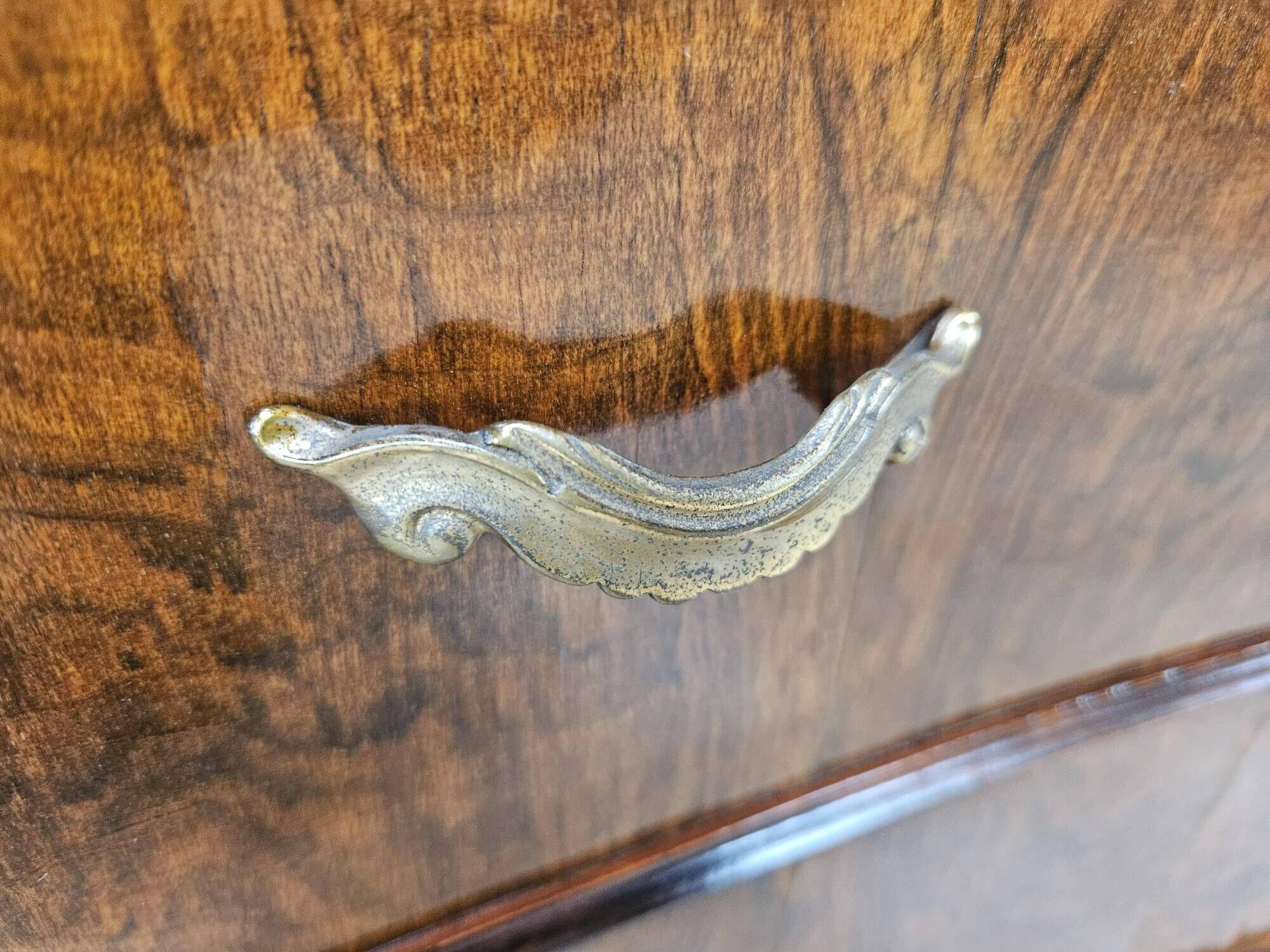 Chippendale walnut burl vanity, 1940