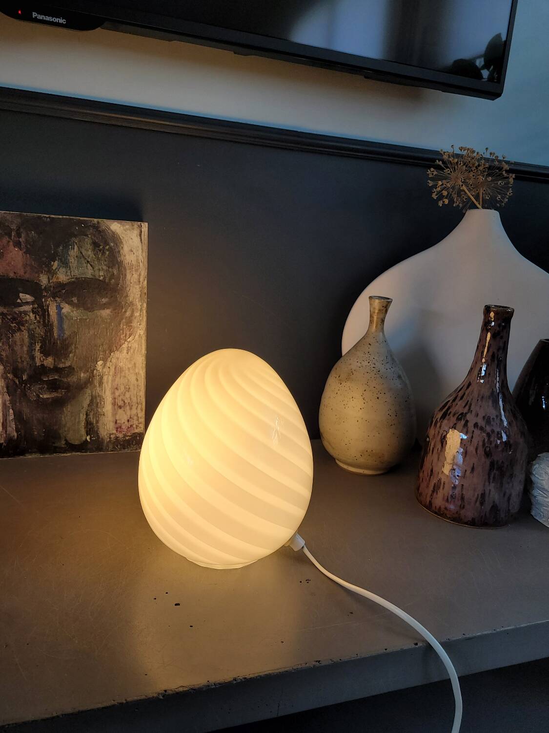 Lampe egg spirale en verre de Murano