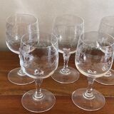 5 glasses with crystal legs decoration flowers