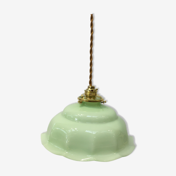 Suspension vintage en opaline verte