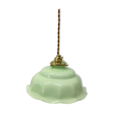 Vintage suspension lamp in green opaline