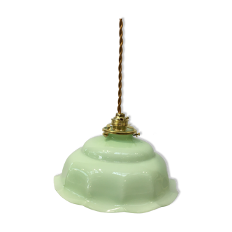 Vintage suspension lamp in green opaline