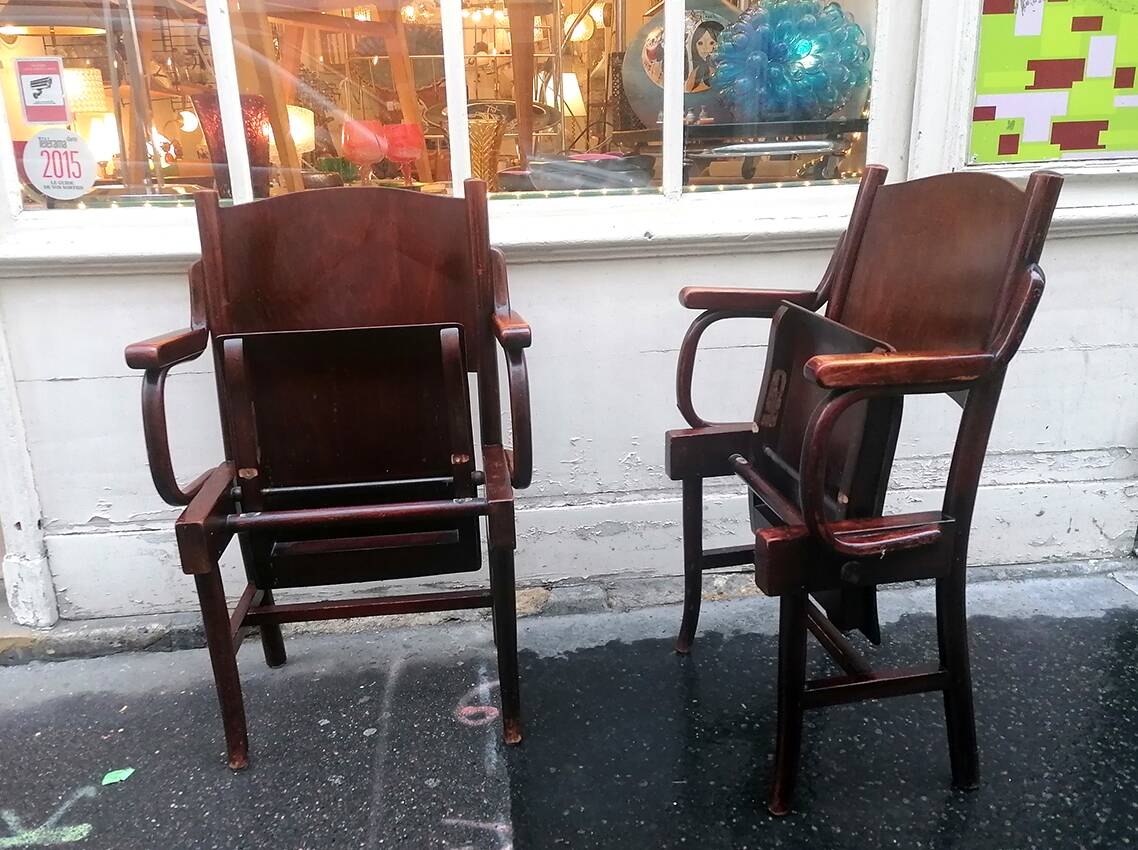 Thonet cinema chair in turned wood 1930