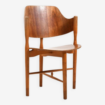 Fauteuil Danois des Années 1950 en Teck et Hêtre