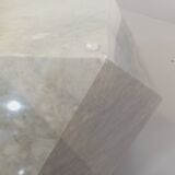 Vintage vignelli oval italian coffee table for casigliani in marble and glass from the 70s