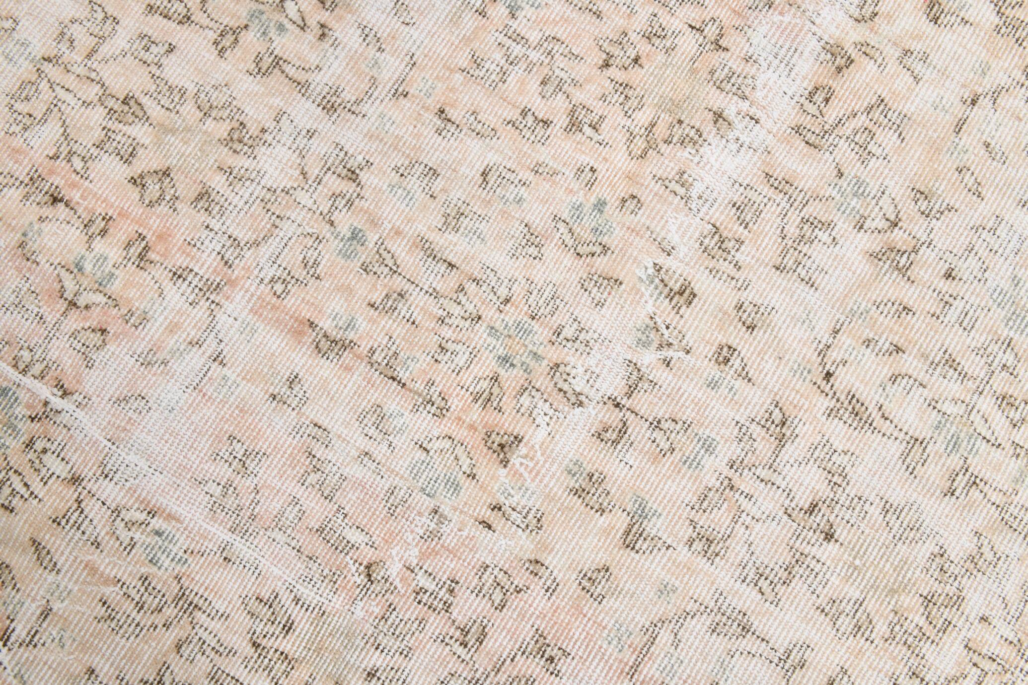 5x12 Pastel Beige Pink Turkish Vintage Area Rug, 160x375Cm