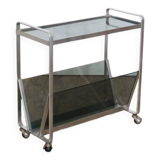 Table d'appoint en alu et verre 1970