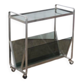 Table d'appoint en alu et verre 1970