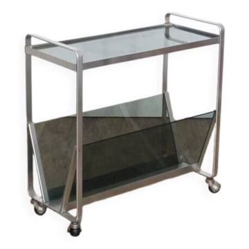 Aluminum and glass side table 1970