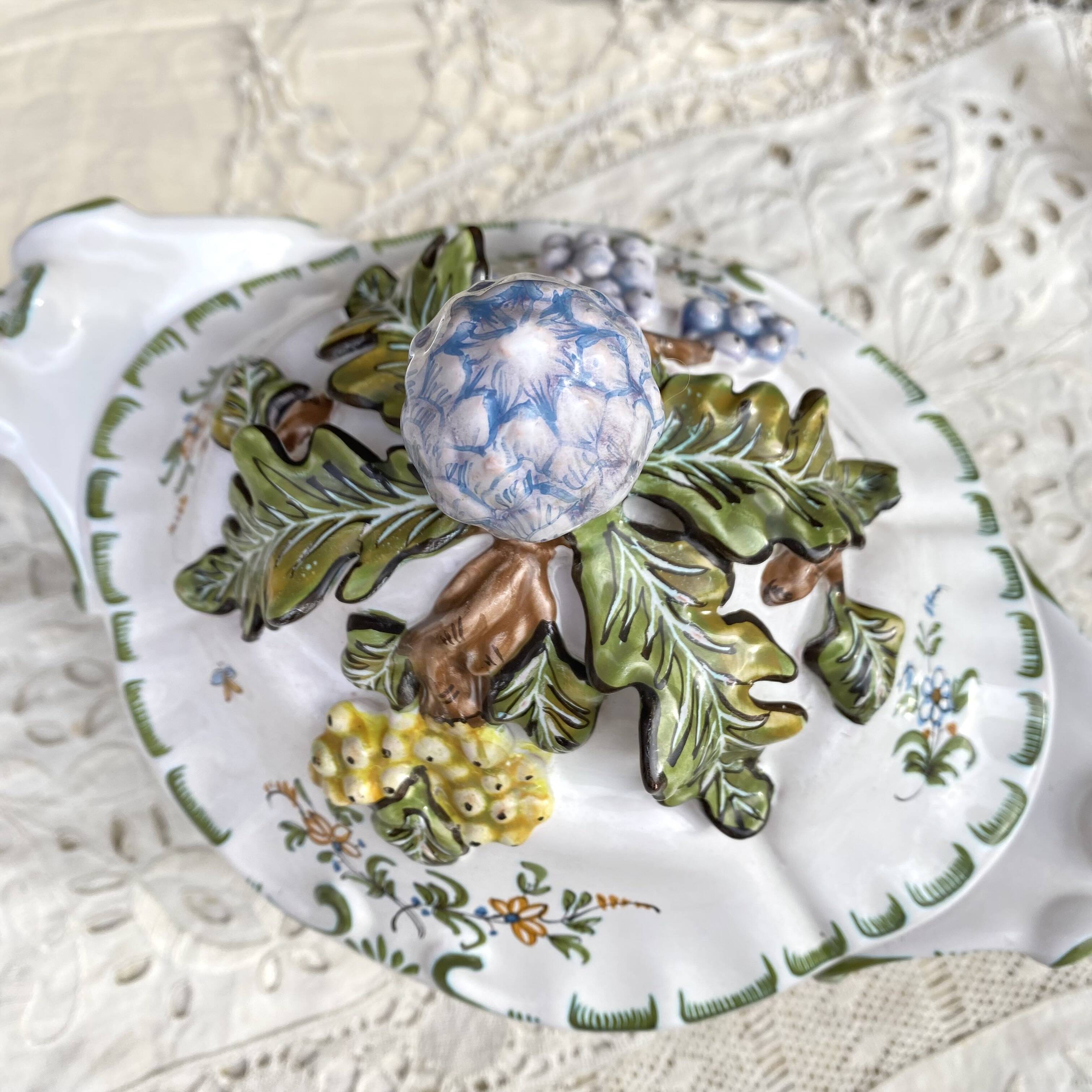 Hand-decorated earthenware soup tureen, Lallier Pottery
